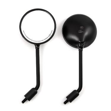 Imagem de APEBAZY Espelho retrovisor de motocicleta, retro, clássico, redondo, guidão, retro, retro, retro, com parafusos de 8 mm, 10 mm e eixos de metal para quadriciclo, scooter, Dirt Bike Cruiser