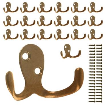 Imagem de kaimenhong 20 ganchos para casacos, ganchos resistentes de ponta dupla fixados na parede com 40 parafusos, ganchos de roupão de metal, para casaco, cachecol, bolsa, toalha, chave, boné, copo, chapéu