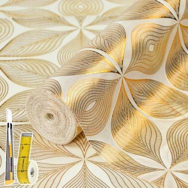 Imagem de Forro de gaveta 3D para armário de cozinha: 61 cm x 20 pés forro de prateleira impermeável forro de geladeira não adesivo folha dourada fácil de cortar para banheiro com faca fita métrica
