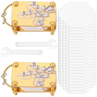 Imagem de Kit de microprensa com 40 papéis de amostra reutilizáveis e 2 chaves de pressão portátil para entusiastas de artes e artesanato (dourado-2 equipes-lírio)