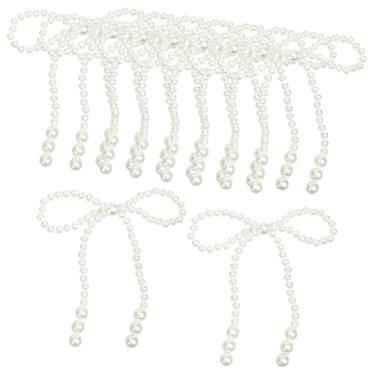 Imagem de 10 peças de topos de bolo de arco de pérola branca para festa de aniversário, enfeite de cupcake, corrente de pérolas, palitos de bolo, decorações de embrulho de flores para casamento e noivas