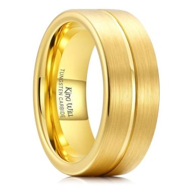 Imagem de Aliança de casamento King Will Gold em carboneto de tungstênio 8mm par