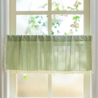 Imagem de Cortina Sutuo Home Boho Valance Tassels Linen 132x46cm Sage