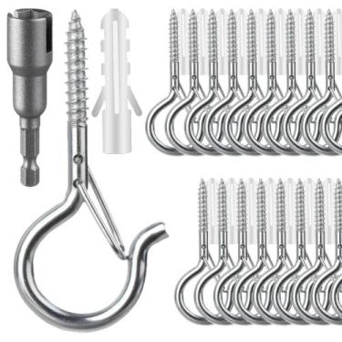 Imagem de Ganchos de armazenamento FSAH 24 PCS Parafuso Q-Hooks com fivela