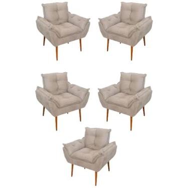 Imagem de Kit 05 Poltrona Opala Sofá Sala, Quarto, Escritório Suede Cor:bege