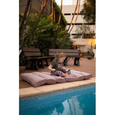 Imagem de Futon Solteiro Dobrável 70x170cm Cor Rose, Espuma Hiper Soft, Capa Removível e Lavável em Suede, Multiuso – Confort Linens