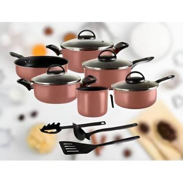 Imagem de Jogo de Panelas 09 Peças Rose Champanhe - Antiaderente - Teflon - com 