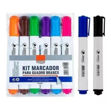 Imagem de Marcador BRW Para Quadro Branco 8 Cores Caneta Pincel