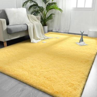 Imagem de Tapete FlyDoIt de 244x305 cm Amarelo Soft Plush Shaggy Area