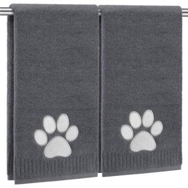 Imagem de Toalhas de mão SmoothNovelty Dog Paw cinza escuro 100% algodão x2