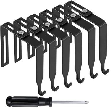 Imagem de Conjunto de ganchos para porta, pacote com 6 cabides de metal resistentes com suporte ajustável, revestimento em pó preto para escritório ou armazenamento doméstico