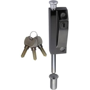 Imagem de Pino de trava acionado por mola, aço inoxidável sólido resistente, parafusos de cana para portões chaves de trava vertical, parafuso de barril deslizante, ferragens de segurança de porta (preto)