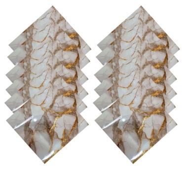 Imagem de Placa Adesiva Marmore 3D Kit 10 uni Obra Reforma Casa Cozinha Banheiro Ambiente Papel de Parede Autocolante Moderno