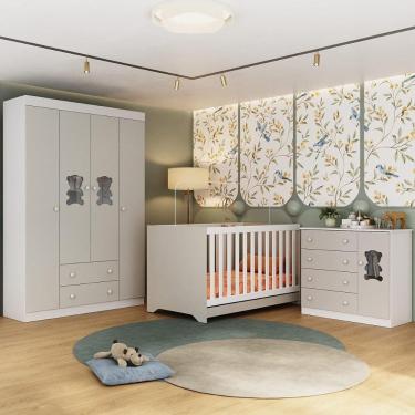 Imagem de Quarto de Bebê Completo com Berço Americano 3 em 1 Teddy Multimóveis MP4644