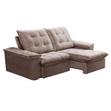 Imagem de Sofá 3 Lugares Retrátil e Reclinável Batam Veludo Rosê