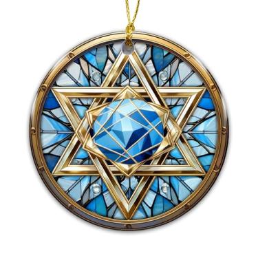 Imagem de Ornamento de Hanukkah - Estrela de Davi, decoração de casa da fé judaica, enfeite de árvore de Natal judaica, símbolo hebraico presente para Hanukkah, Páscoa ou celebração espiritual