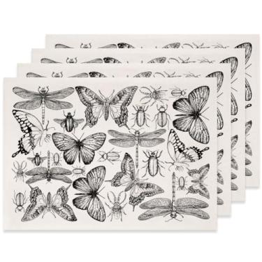 Imagem de SUPERDANT 4 peças de papel de transferência de inseto sob o esmalte borboleta libélula papel de transferência para argila cerâmica porcelana sob o esmalte transferências para cerâmica decalques