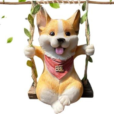 Imagem de Decoração externa de estátua de cachorro, decoração de pátio de villa fofa de cachorrinho,Decoração de pátio com estátua de cachorro à prova d'água resistente - Estátuas de jardim para família, amigos