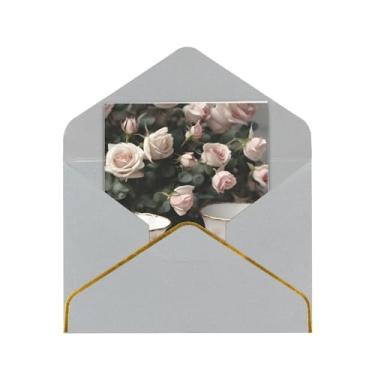 Imagem de Xícaras de chá com rosas românticas e surradas, cartões comemorativos para todas as ocasiões, cartões de notas em branco versáteis com envelopes 11,4 x 15,2 cm