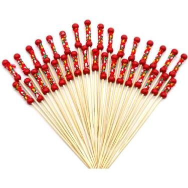 Imagem de Palitos De Bambu Para Petiscos Vermelhos 20 Un - Silverfestas - SILVER
