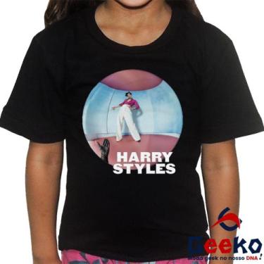 Imagem de Camiseta Infantil Harry Styles 100% Algodão Geeko 02 - DNA Geek, Preto