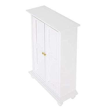 Imagem de Generic Guarda-roupa de Casa de Boneca Com Porta Dupla de Madeira, Modelo Escala 1:12, Armário de Quarto de