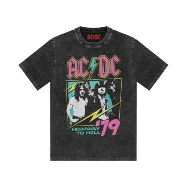 Imagem de Camiseta Masculina Estampada AC/DC Band, Lavada, Retro, Manga Curta, C