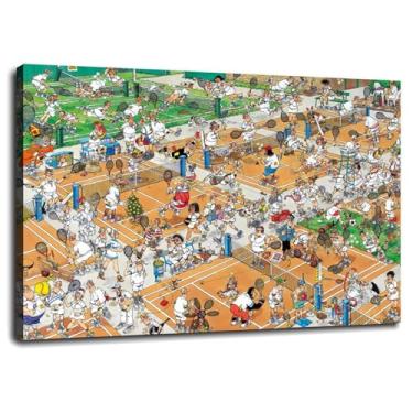 Imagem de Hidden Object Canvas Prints Humor Tennis Poster Wall Art For Home 1 peça Decorações com moldura 40.6 cm x 30.5 cm