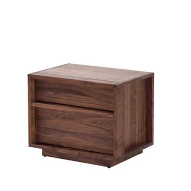 Imagem de Mesa de cabeceira simples de madeira maciça com gaveta dupla mesa pequena