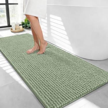 Imagem de OLANLY Tapetes de banheiro espessos 111 x 61 cm, tapetes de banho de chenille absorventes extramacios, suporte de borracha, lavar à máquina, secar na máquina, tapetes de banho para piso de banheiro