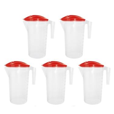 Imagem de Kit 5 Jarras Medidora Graduada 2lt Com Suporte Para Colher (Vermelho)