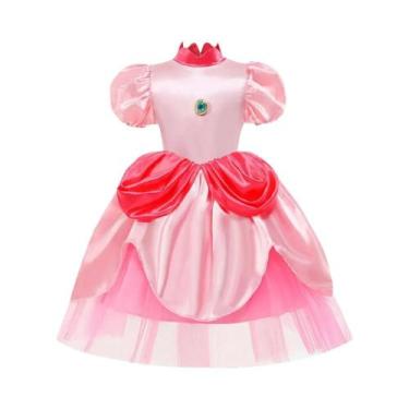 Imagem de Fantasia De Princesa Pêssego Para Meninas Cosplay De Super Mario Bros 