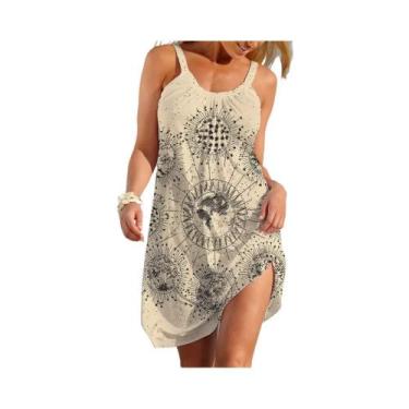 Imagem de Vestido Slip Sem Mangas Com Estampa Circular Para Mulheres, Moda De Ve