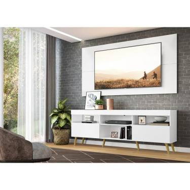 Imagem de Rack Retrô Com Painel Para Tv Até 65´´Fg3133 Branco/natural