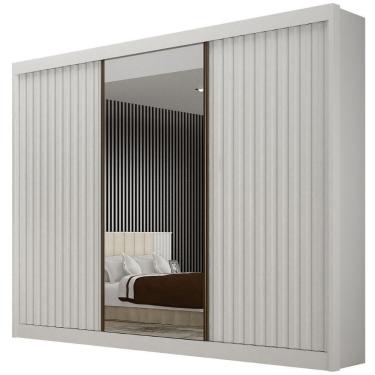 Imagem de Guarda Roupa San Marino Ripado Branco 3 Portas 6 Gavetas Leifer Móveis