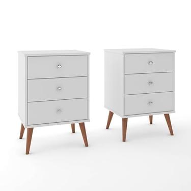 Imagem de Kit 2 Mesas De Cabeceira Para Quarto Decoração Moderna, Lateral De Cama Organizadora - MIX (Branco)