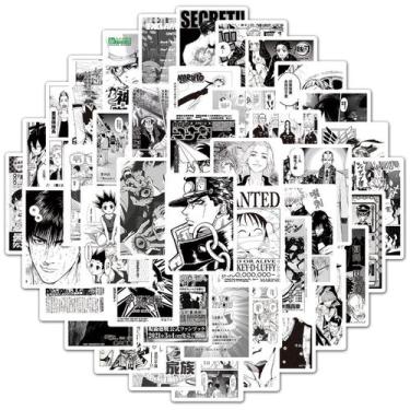 Imagem de 100 adesivos de anime misto em preto e branco One Piece Luffy - yiweis