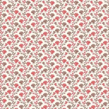 Imagem de Papel De Parede Flores Vermelhas E Marrom Adesivo Lavavel