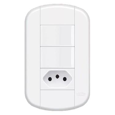 Imagem de Conjunto de 2 Interruptor Simples 16a-250 Volts E 1 Tomada 2p+t 20a-250 Volts Blanc Mais 11339304