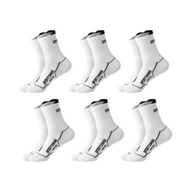 Imagem de Meias Esportivas Masculinas De Comprimento Médio 6 12 Pares Com Padrõe