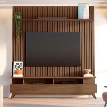 Imagem de Rack com Painel Ripado para Tv até 72 Polegadas 185x250cm 100% Mdf Yuc