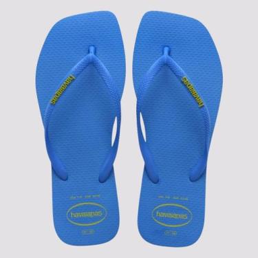 Imagem de Chinelo Havaianas Slim Square Logo Pop Up 4148959 Azul, Azul brilhante