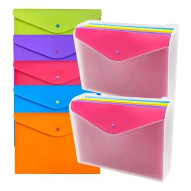 Imagem de Kit 2 Pastas Envelope A4 Full Color 5 Cores Organizador - Dello