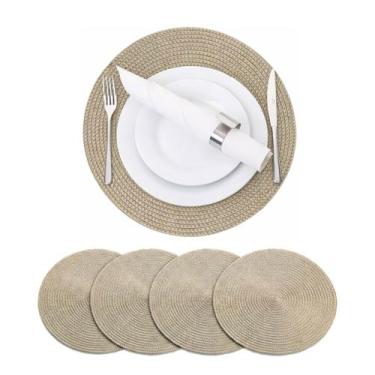 Imagem de Kit Jogo Americano Redondo Impermeável 38 cm Jantar 4 Peças - Bmax, Pa