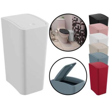 Imagem de Lixeira Plástica Retangular Cesto De Lixo Com Tampa Click Lavabo Escri