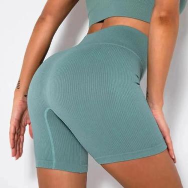 Imagem de Shorts de Yoga Cintura Alta Sem Costura - Esporte, Corrida e Fitness, 