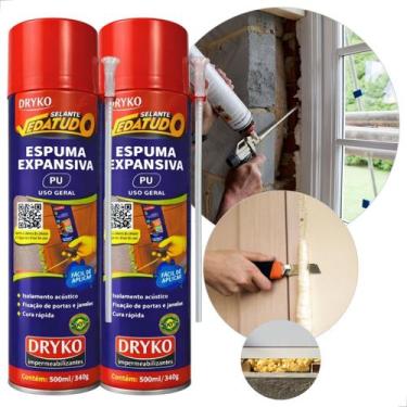 Imagem de Kit 2 Espuma Expansiva Poliuretano para Madeira Uso Geral VedaTudo 500