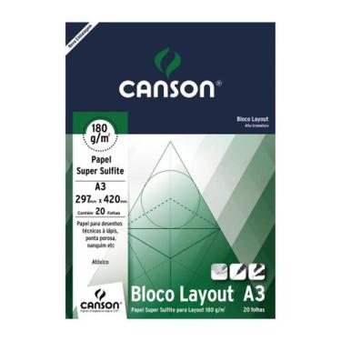 Imagem de Bloco Papel Canson Layout Técnico A3 20 Folhas 180g