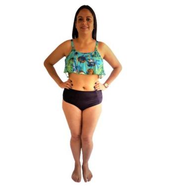 Imagem de Biquíni Cropped Plus Size AVULSO  Até O 54 Praia, Piscina, Barato - St
