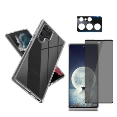 Imagem de Capa Capinha Clear Case Hybrid Para Samsung Galaxy S22 Ultra 5G + Película 9D Privacidade + Película Câmera - (C7COMPANY)